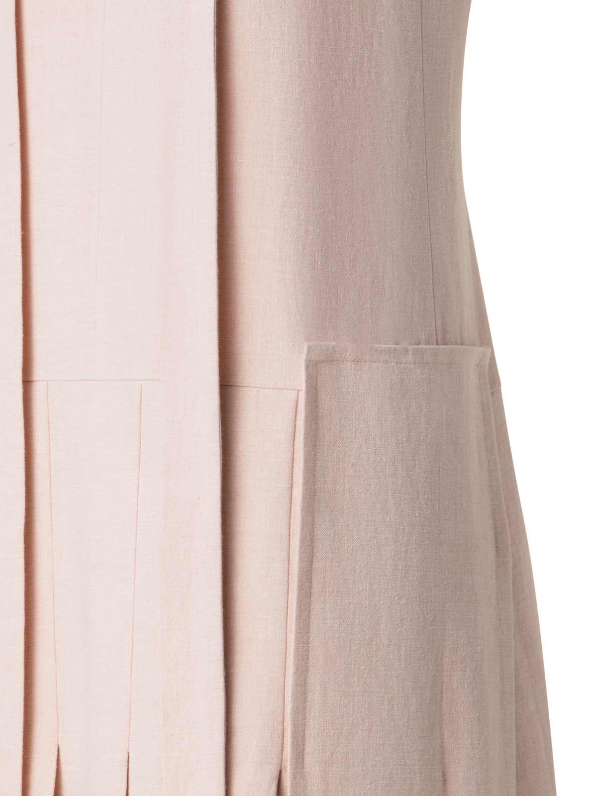 Designer Plissiertes Midikleid aus Leinen-Wollmischung - Beige