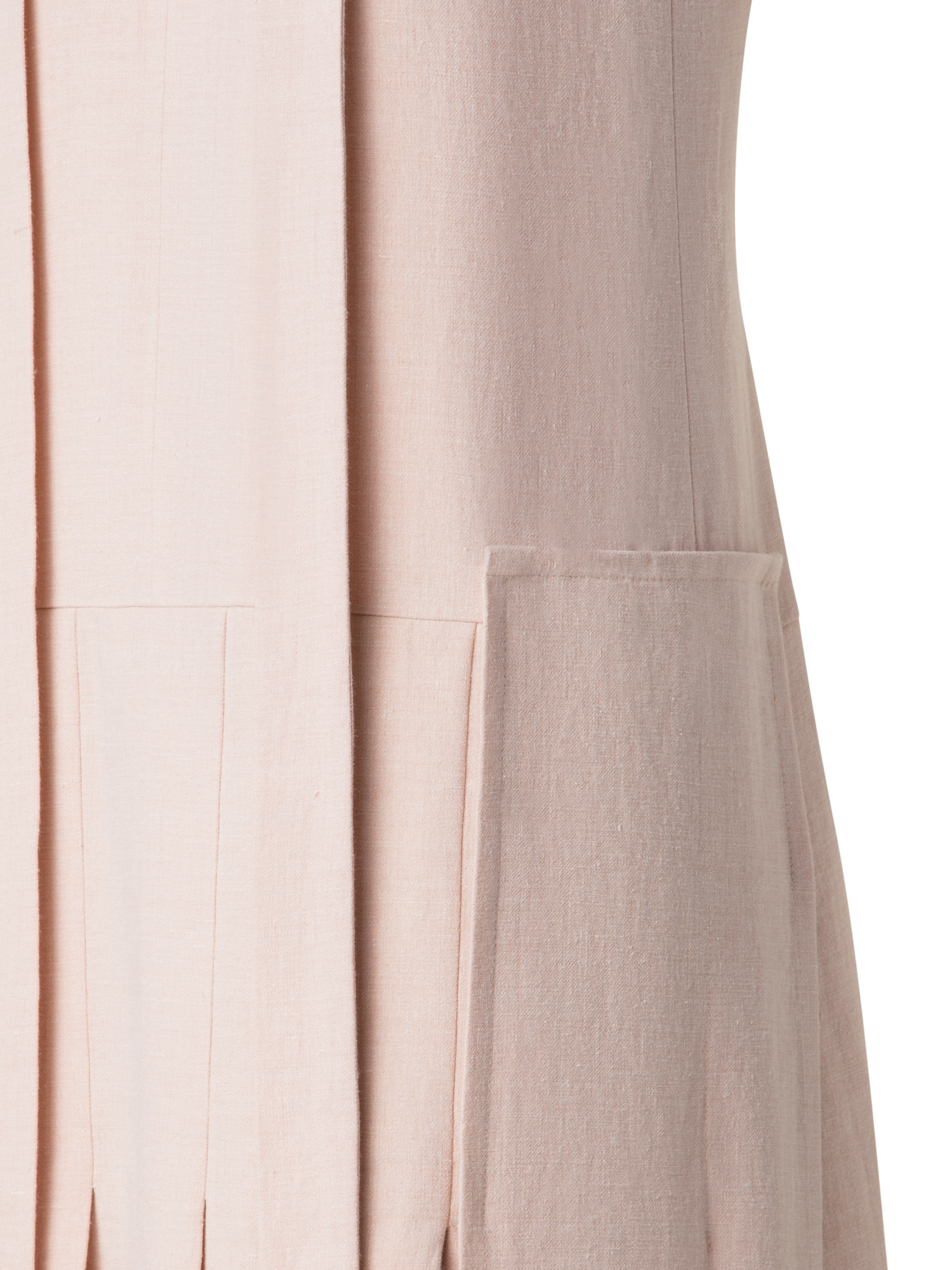 Designer Plissiertes Midikleid aus Leinen-Wollmischung - Beige