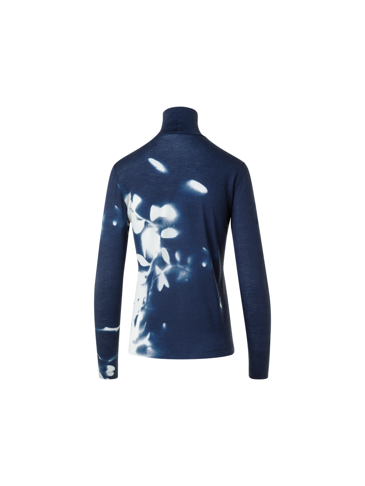 Designer Kaschmir-Seiden-Top mit Wildflower Print - Dunkelblau - Blau - Bunt