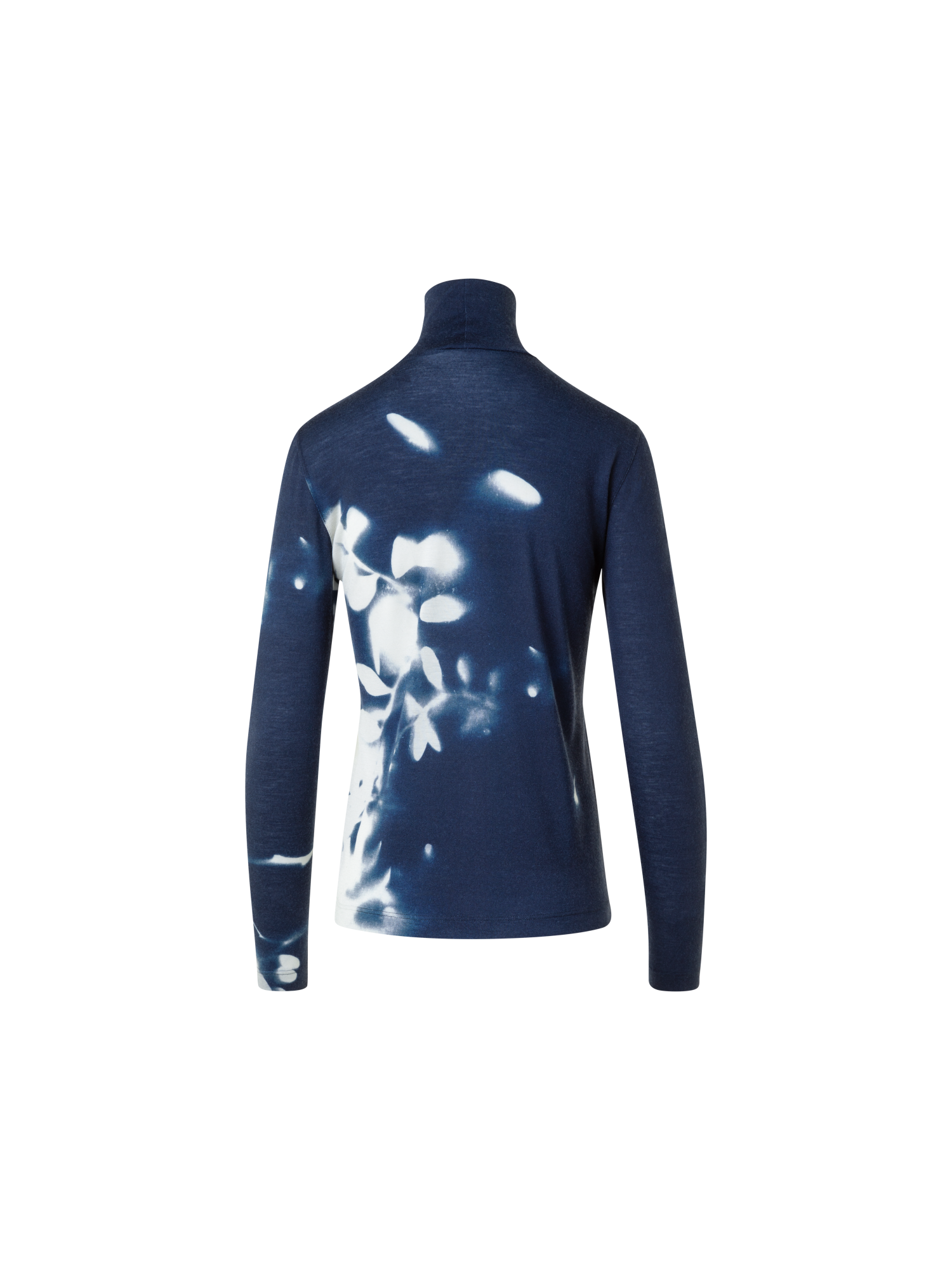 Designer Kaschmir-Seiden-Top mit Wildflower Print - Dunkelblau - Blau - Bunt