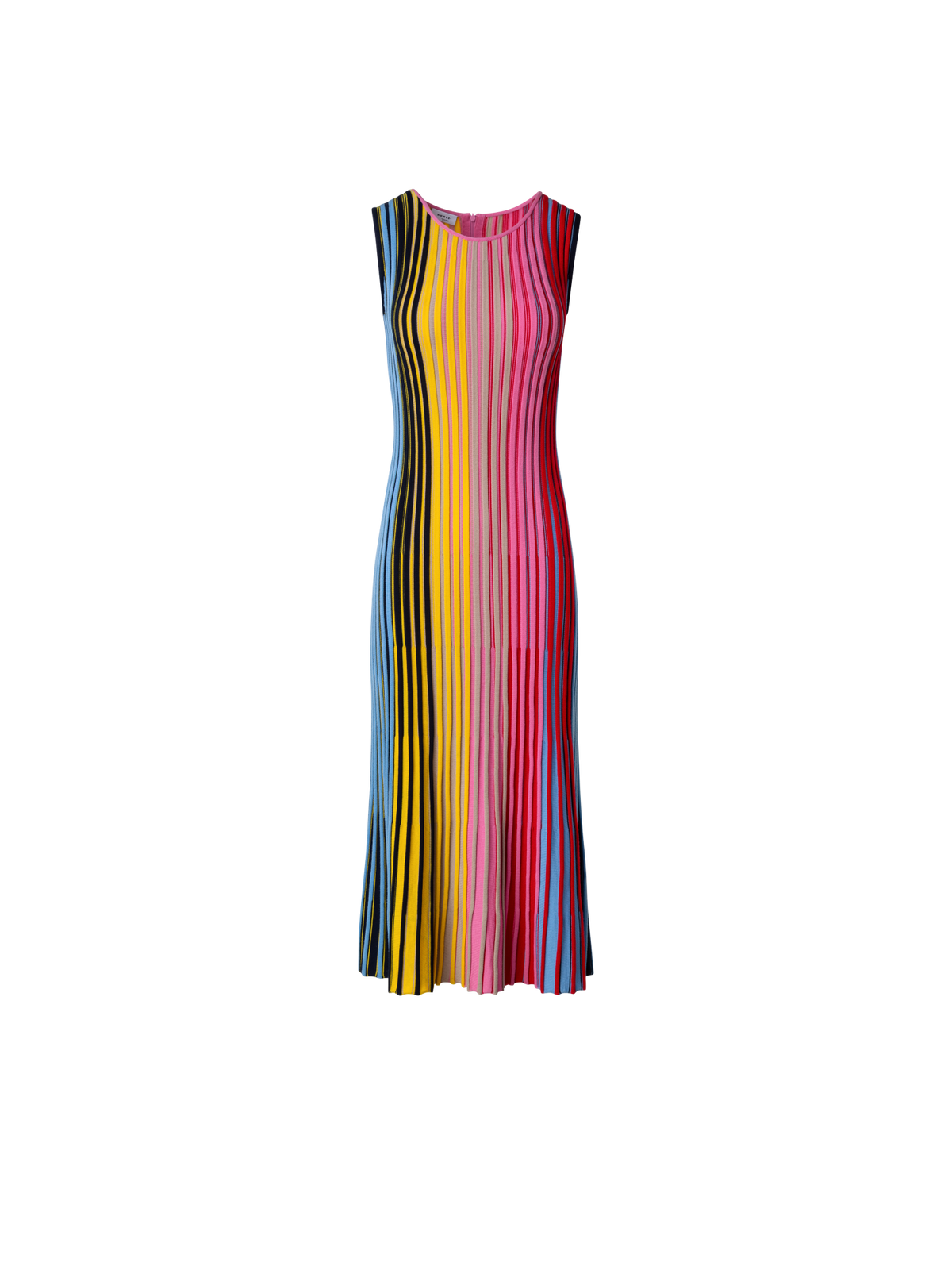 Designer Merino-Strickkleid mit Regenbogenripp - Bunt