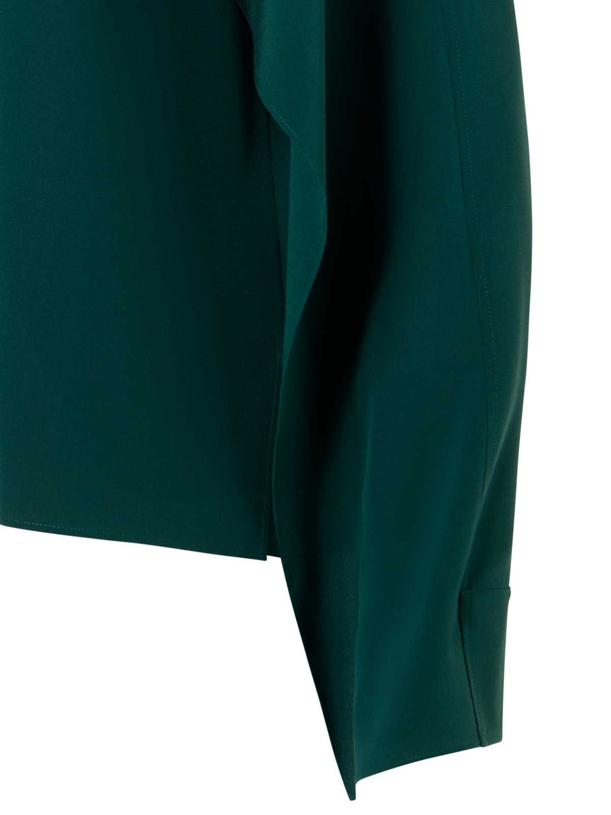 Designer Bluse aus Seiden-Crêpe mit ausgestellten Ärmelpanels - Grün
