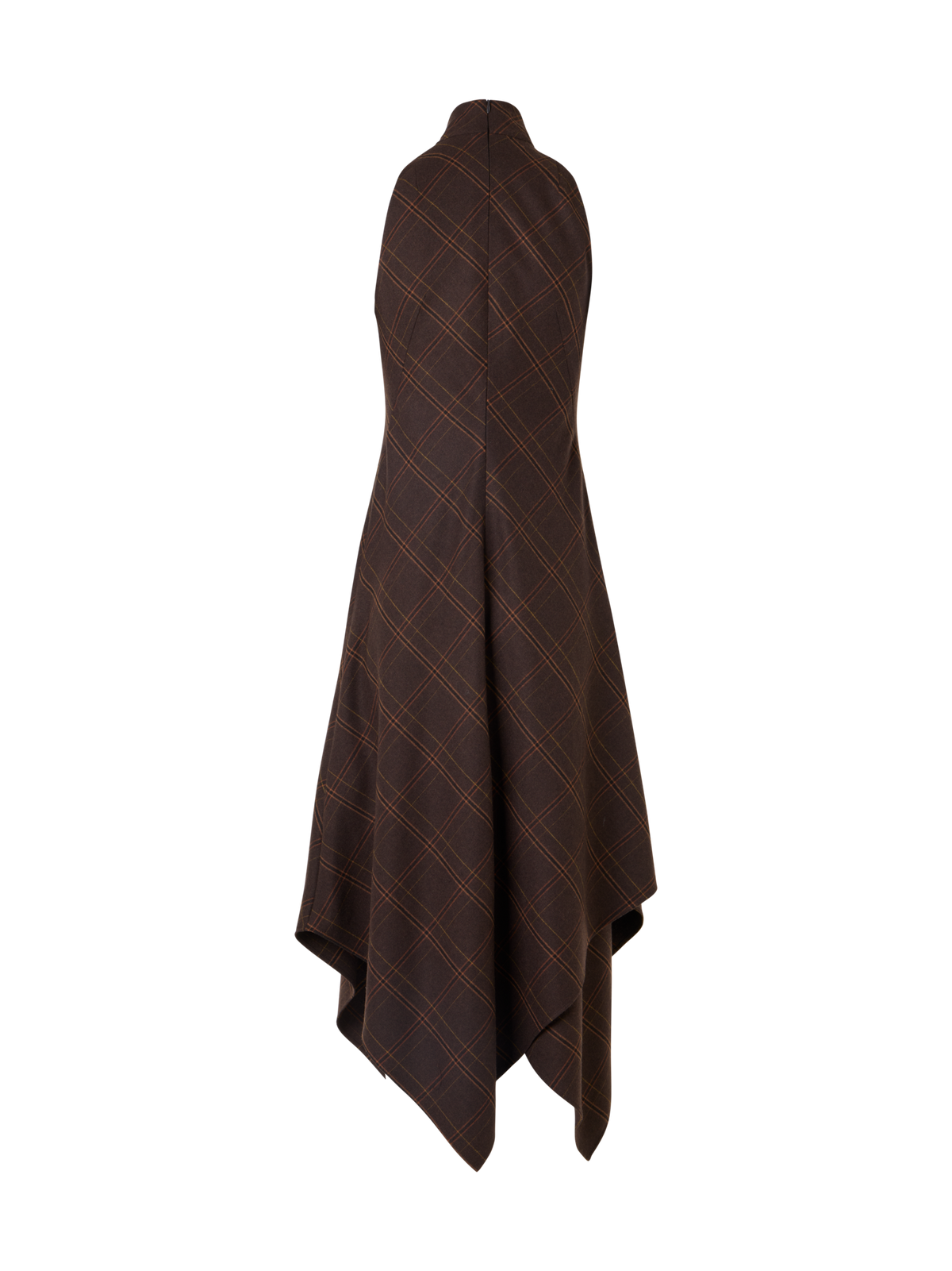 Designer Neckholder-Midikleid aus kariertem Flanell - Braun