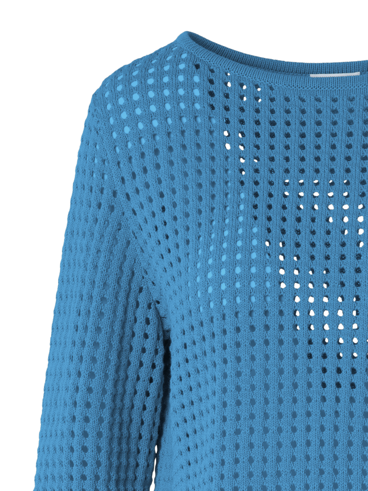 Designer Strickpullover aus grobem Baumwollmesh - Blau