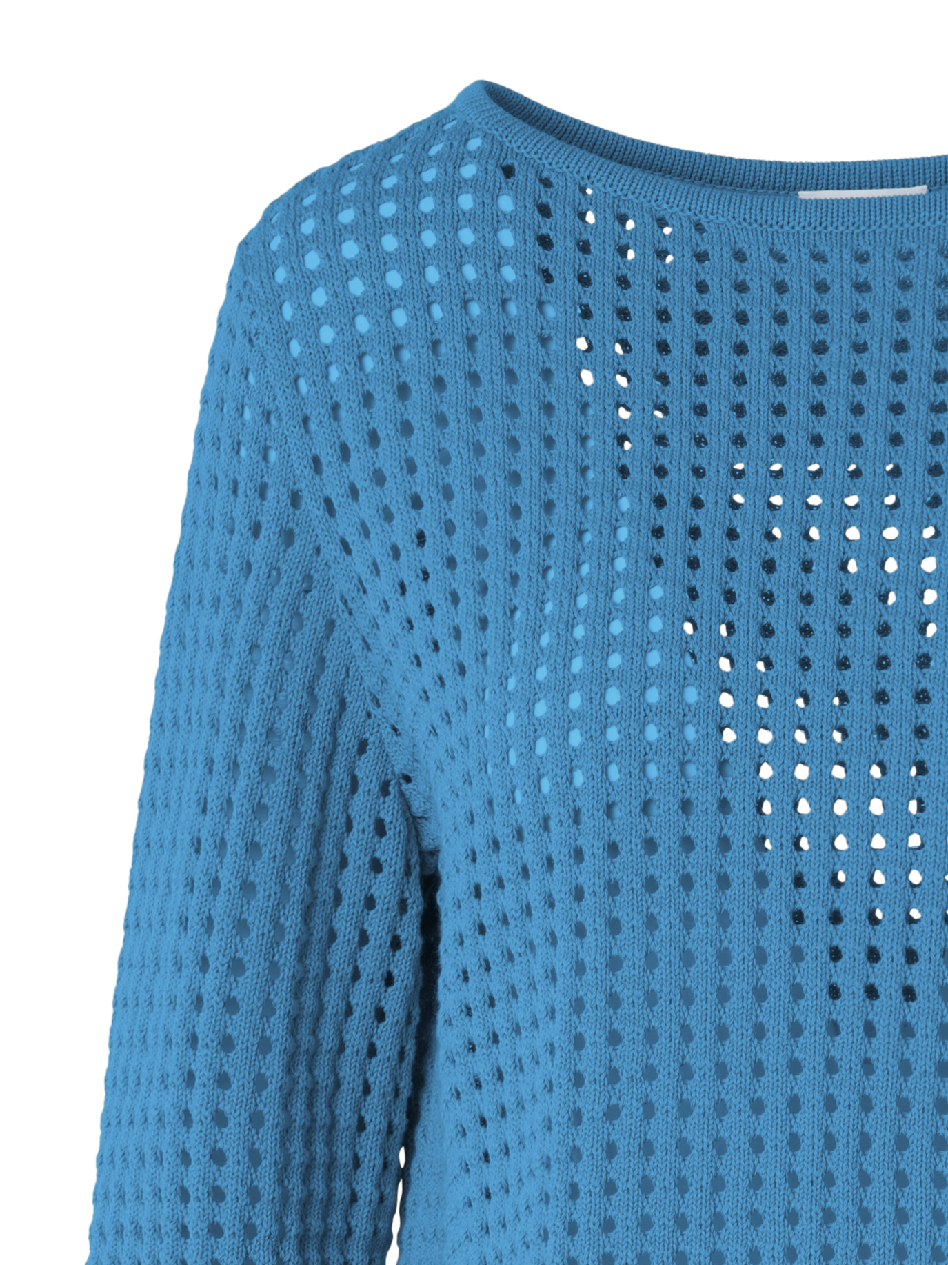 Designer Strickpullover aus grobem Baumwollmesh - Blau