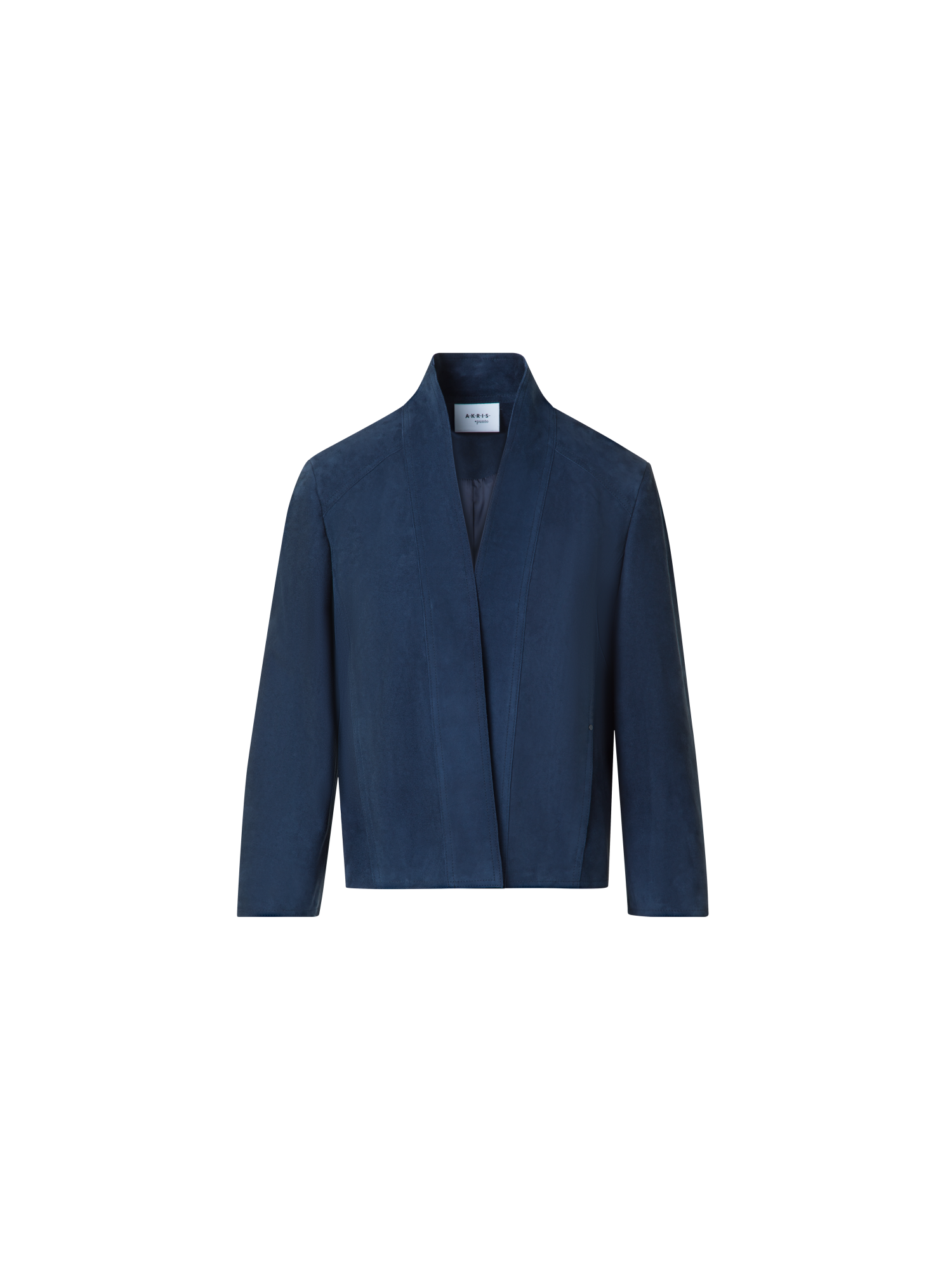 Designer Kurze Wildlederjacke mit V-Ausschnitt - Dunkelblau - Blau