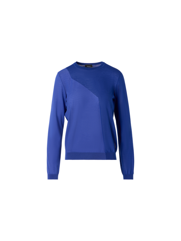 Designer Pullover aus Seidenbaumwolle mit High-Plains-Intarsie - Blau