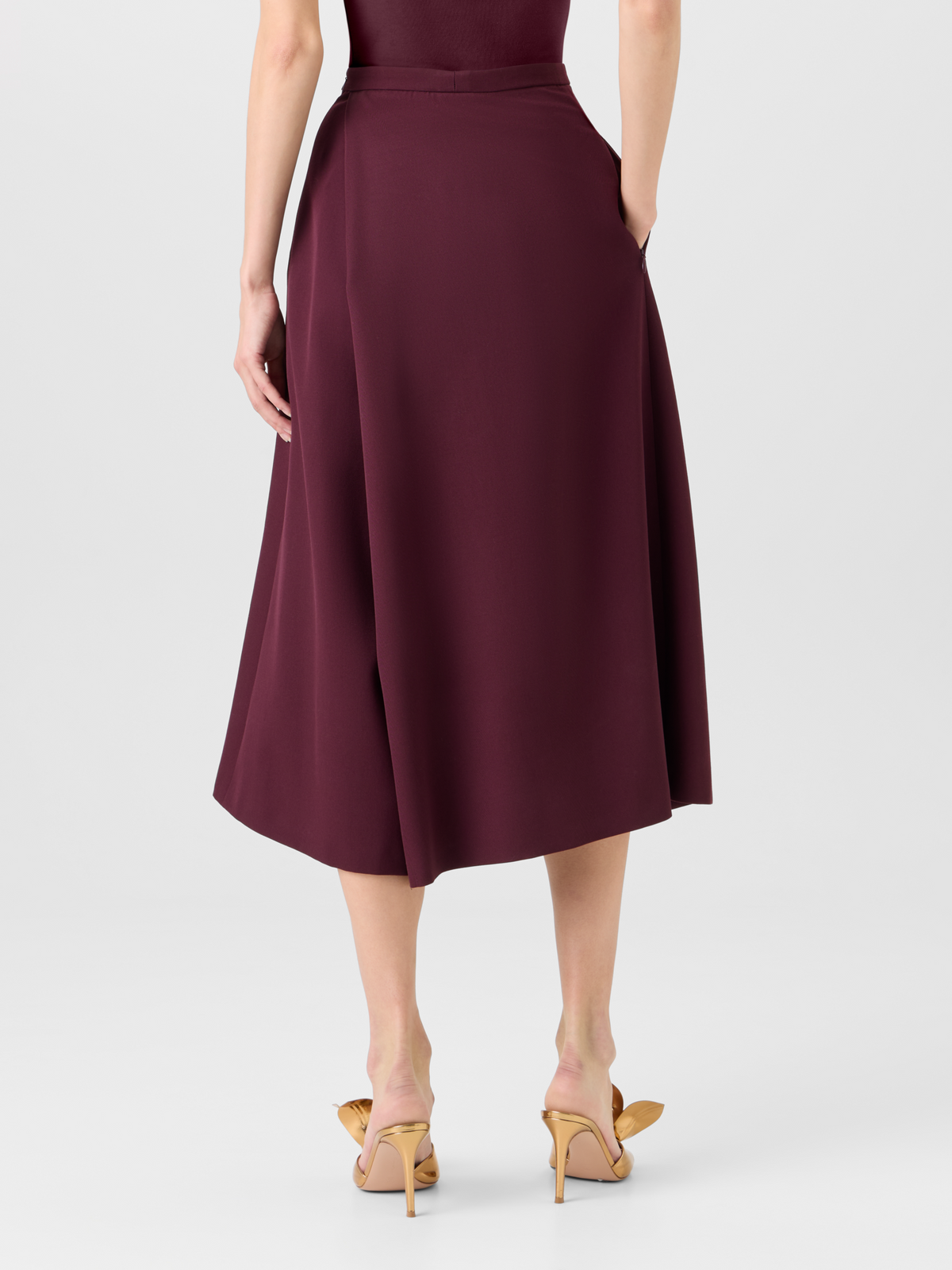 Designer Plissierter Midi-Skort aus Wollgabardine - Rot #editorial