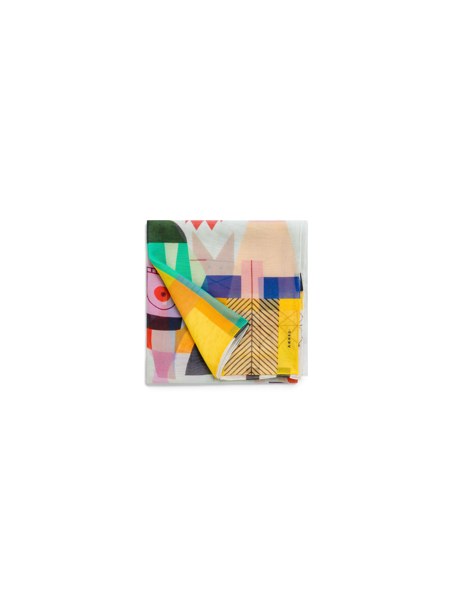 Designer Wooden Dolls Druck Schal aus Baumwoll-Seide - Bunt