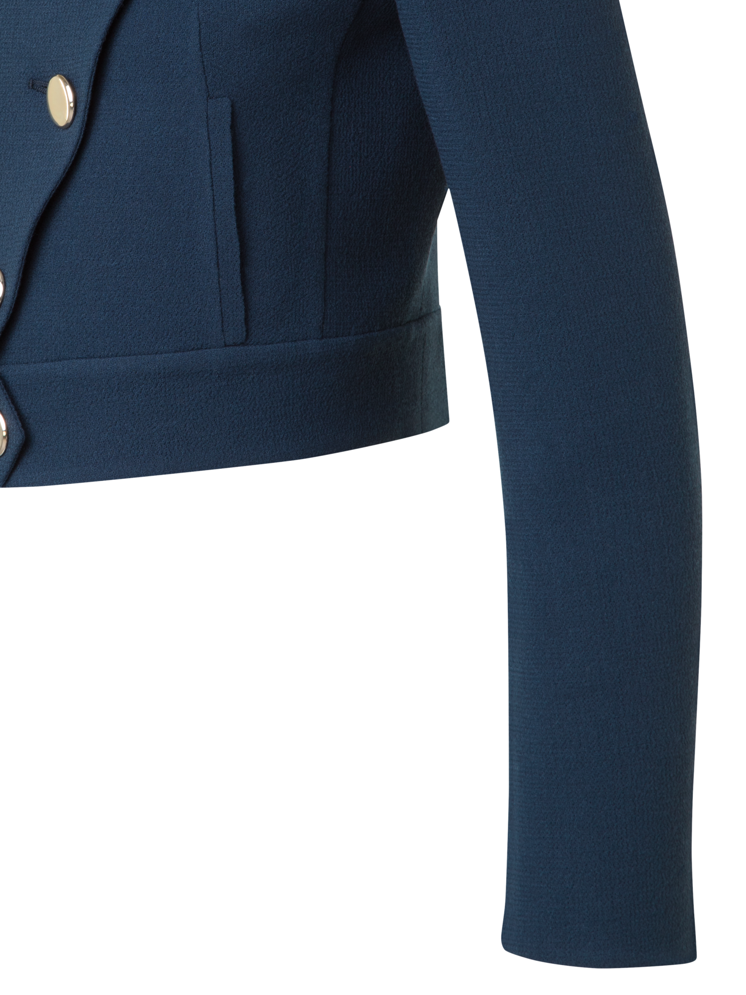 Designer Asymmetrische Kurzjacke aus Woll-Doubleface - Dunkelblau - Blau