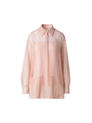 Designer Oversize Bluse mit Allover Stickerei - Rosa