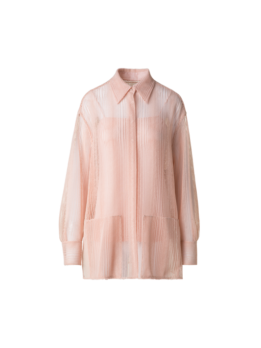 Designer Oversize Bluse mit Allover Stickerei - Rosa