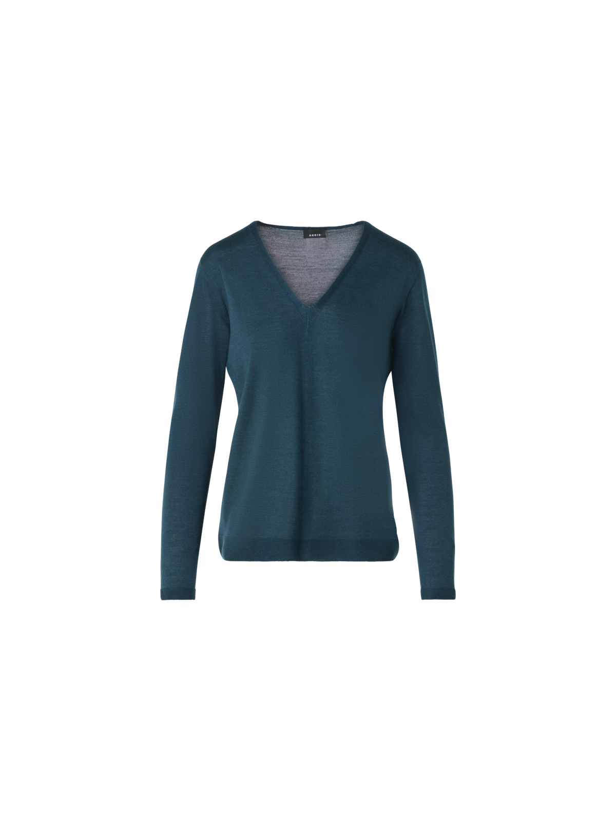 Designer Nahtloser V-Ausschnitt-Pullover aus Kaschmir-Seide - Grün