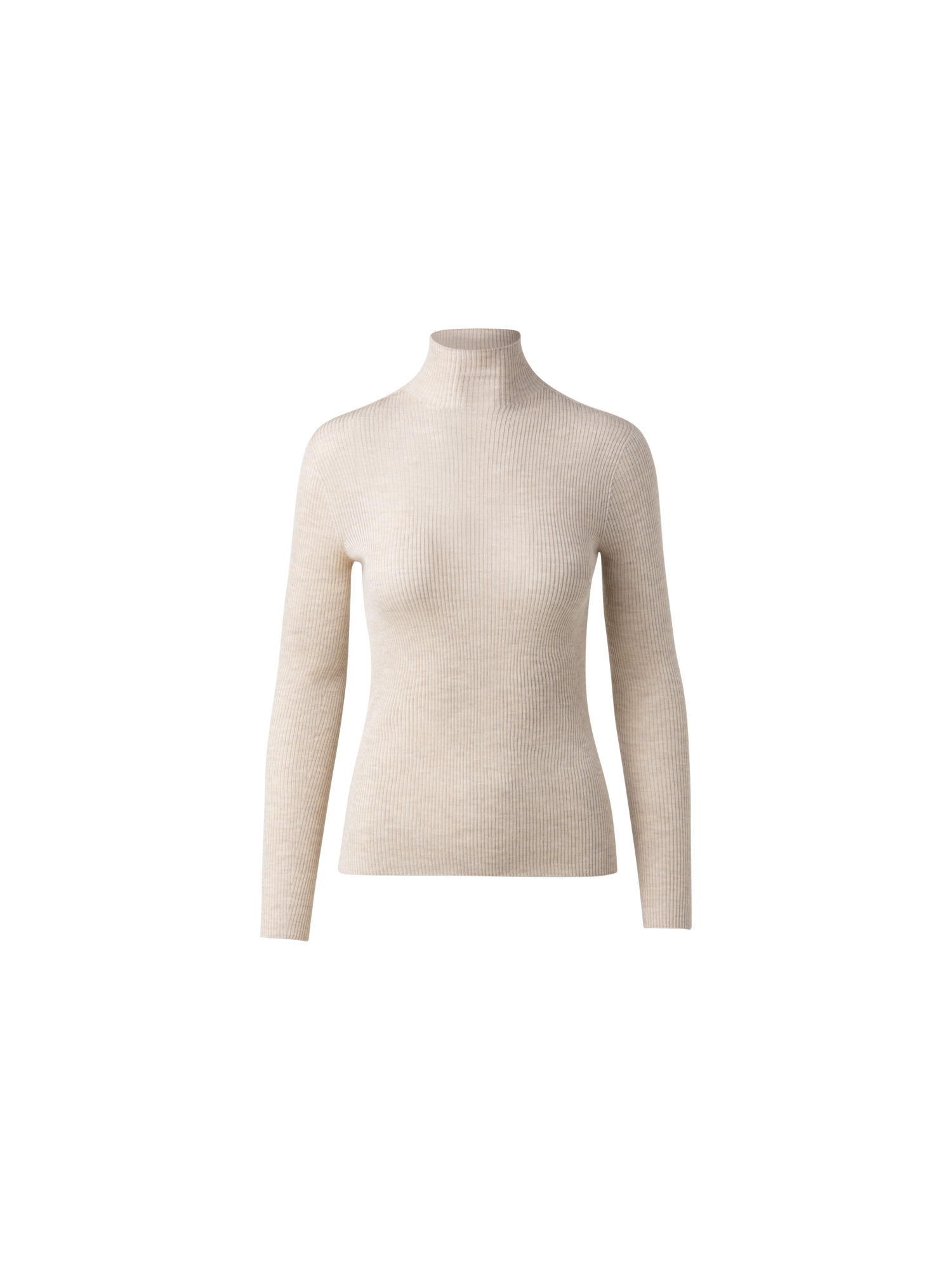 Designer Kaschmir-Seiden-Pullover mit Stehkragen - Beige