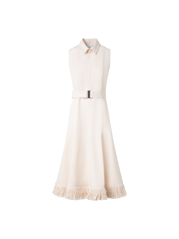 Designer Fit and Flare Jeanskleid mit Fransen