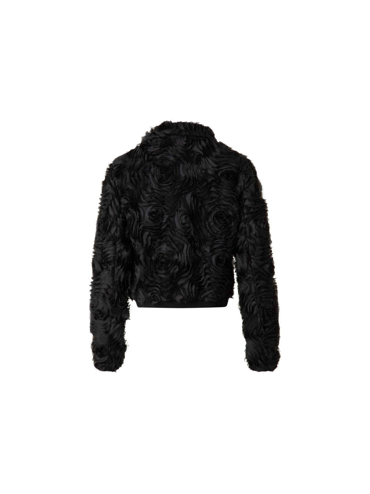 Designer Kurze Jacke mit 3D Carnation Stickerei - Schwarz