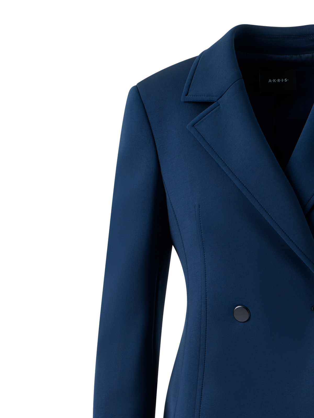 Designer Taillierte Techno Neopren Doppelreiher Jacke - Dunkelblau - Blau