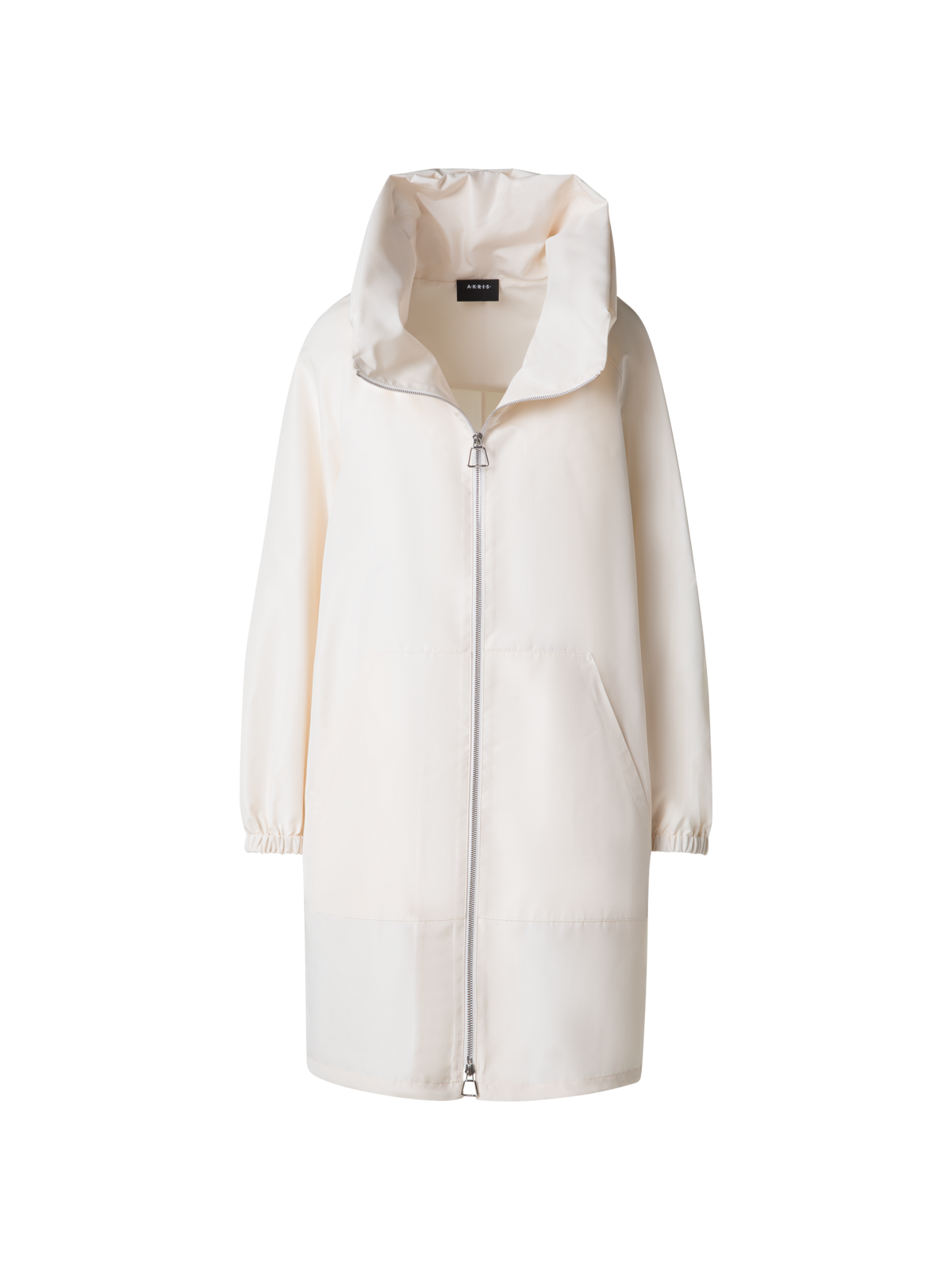 Designer Seiden-Taft-Parka mit Kapuze - Ecru - Weiss
