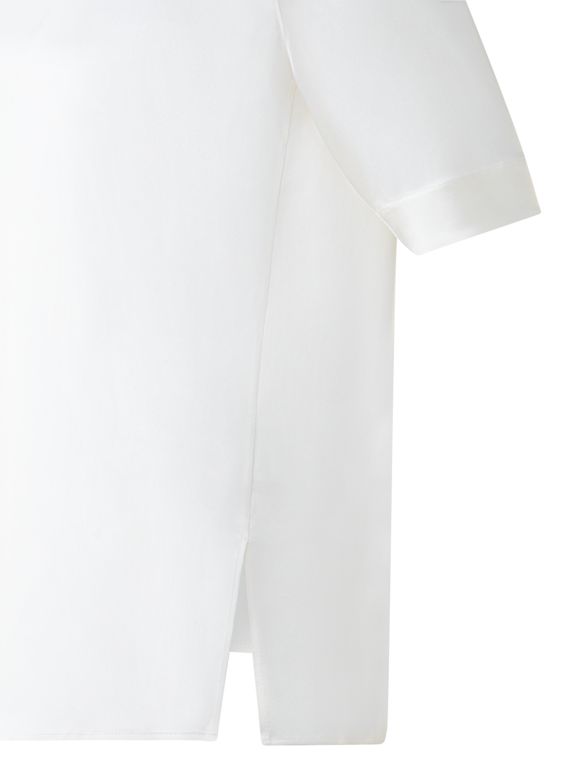 Designer Seidensatin T-Shirt Bluse - Ecru - Weiss