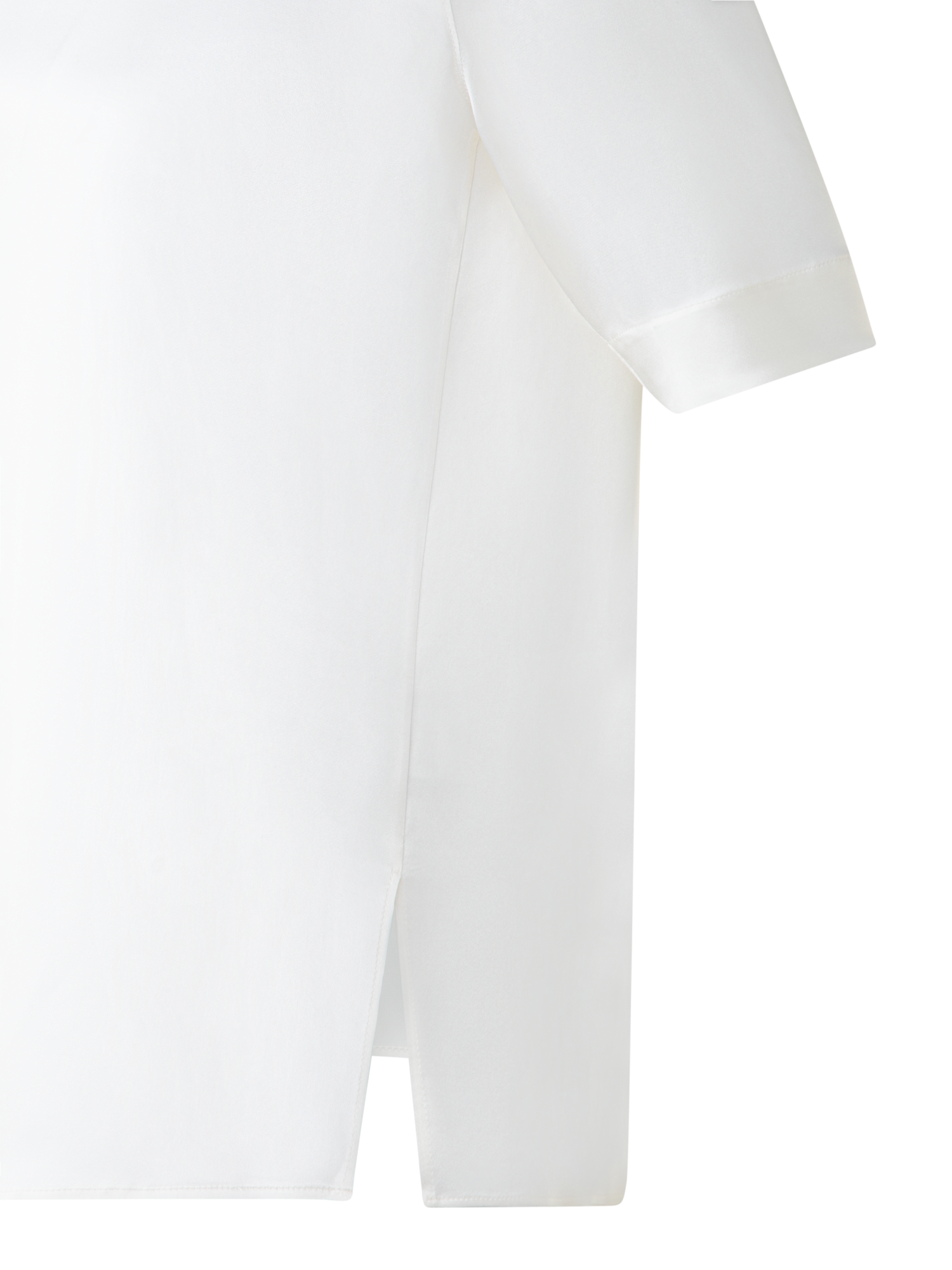 Designer Seidensatin T-Shirt Bluse - Ecru - Weiss