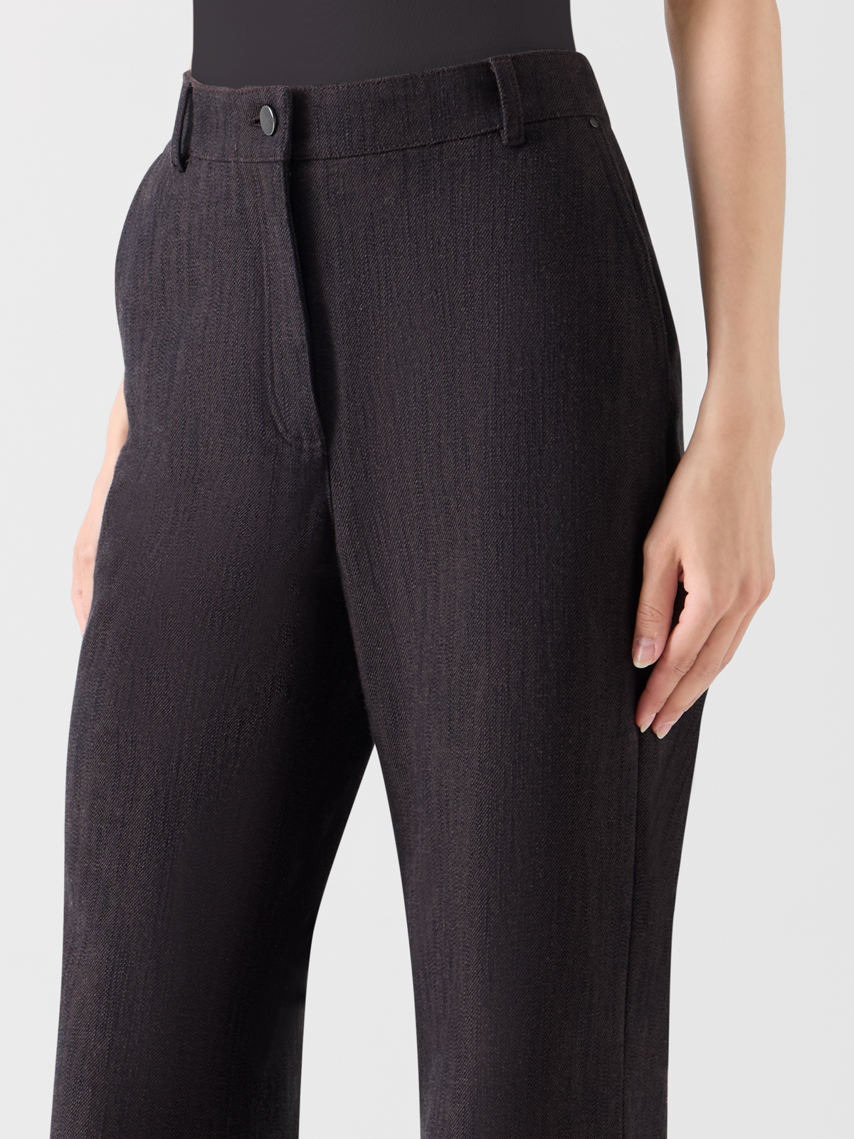 Designer Bootcut Hose aus Winter-Denim - Braun 