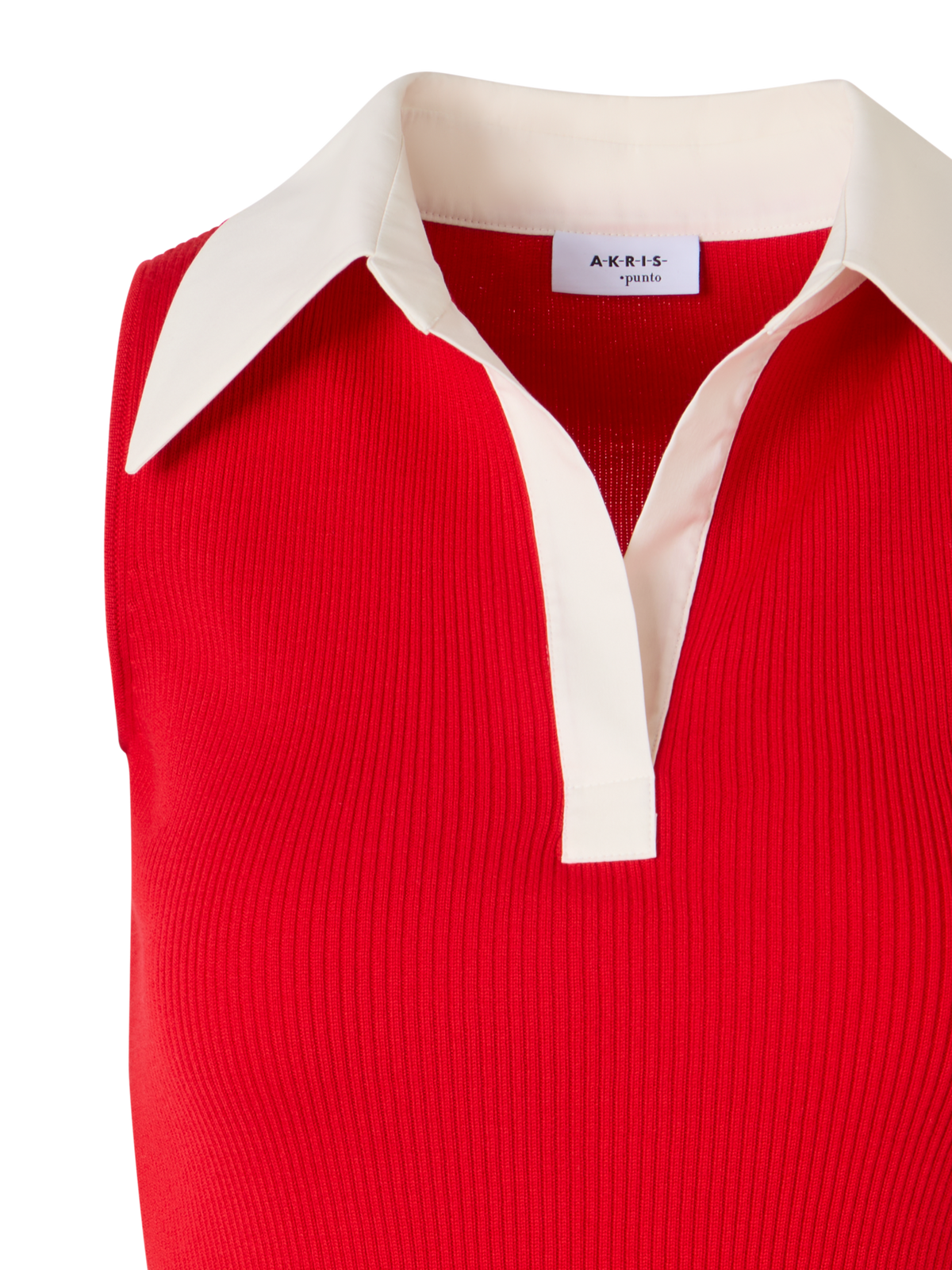 Designer Ärmelloses Strickpolo aus Merinowolle - Rot