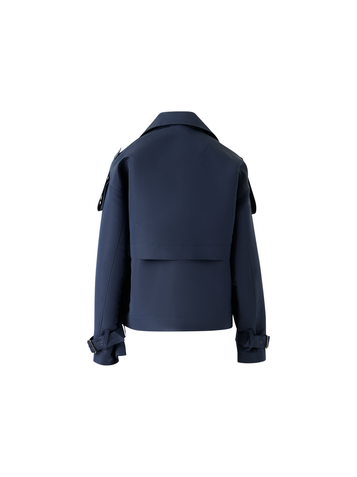 Designer Kurze Seidentrench Jacke mit abnehmbaren Bolero - Dunkelblau - Blau