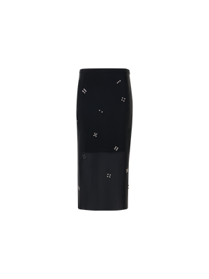 Designer Bleistiftrock aus Tüll mit Diamond Dice Dot - Schwarz