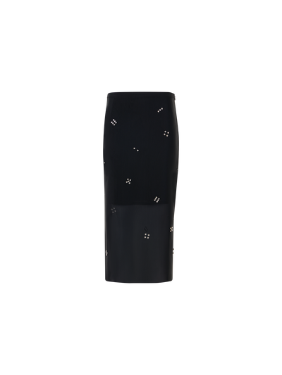 Designer Bleistiftrock aus Tüll mit Diamond Dice Dot - Schwarz