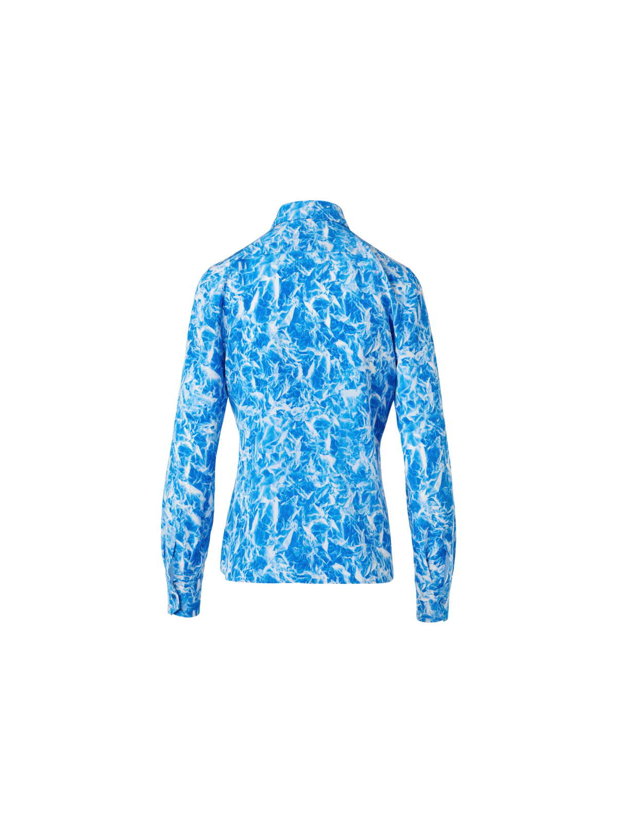 Designer Tunika-Bluse aus Seidenkrepp mit Whitecaps-Print - Dunkelblau - Ecru