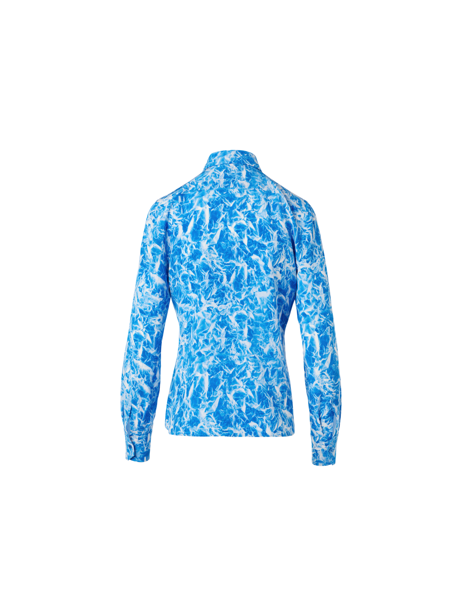 Designer Tunika-Bluse aus Seidenkrepp mit Whitecaps-Print - Dunkelblau - Ecru