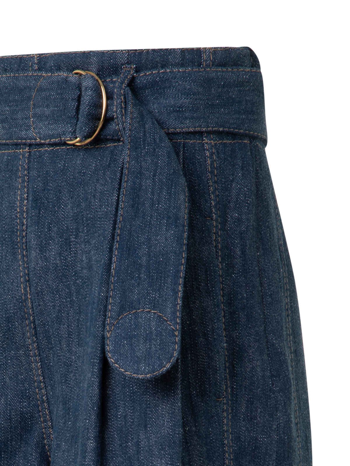 Designer Weite Bermudashorts aus Baumwoll-Woll-Denim - Dunkelblau - Blau