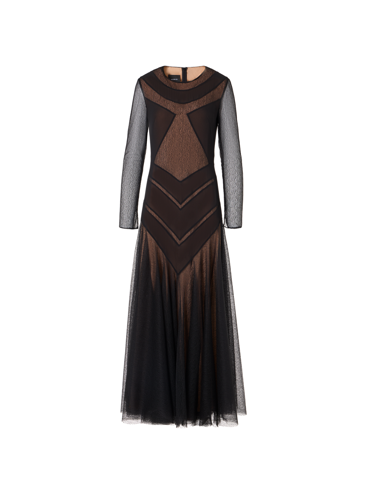Designer Robe aus besticktem Tüll - Schwarz