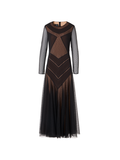 Designer Robe aus besticktem Tüll - Schwarz
