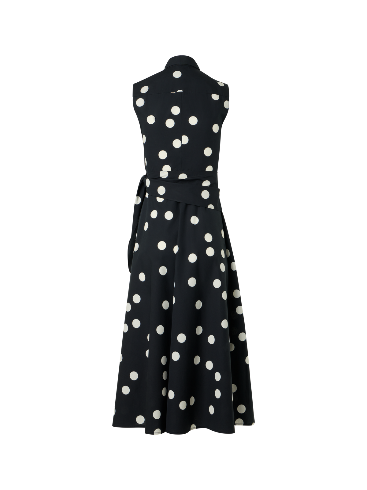 Designer Midi-Wickelkleid aus Baumwoll-Popeline mit Polka-Dots - Schwarz