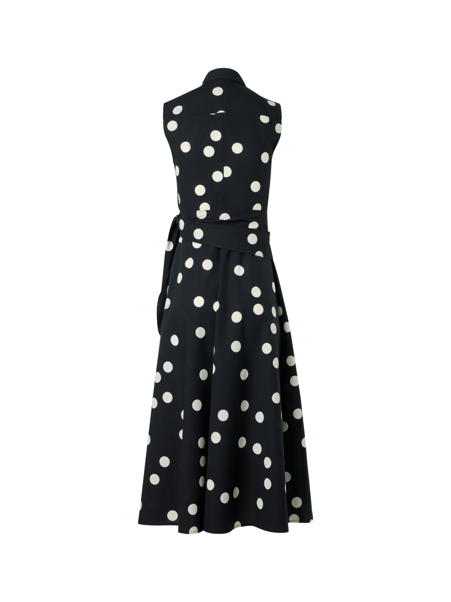 Designer Midi-Wickelkleid aus Baumwoll-Popeline mit Polka-Dots - Schwarz
