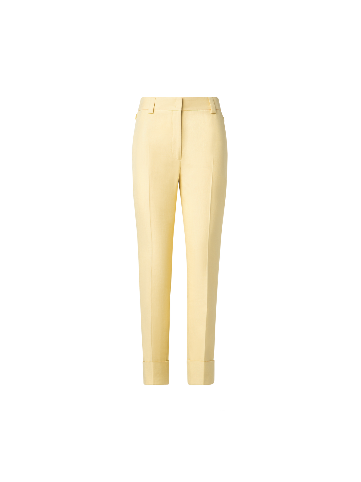 Designer Tapered Hose aus Baumwoll-Seiden-Doubleface - Gelb