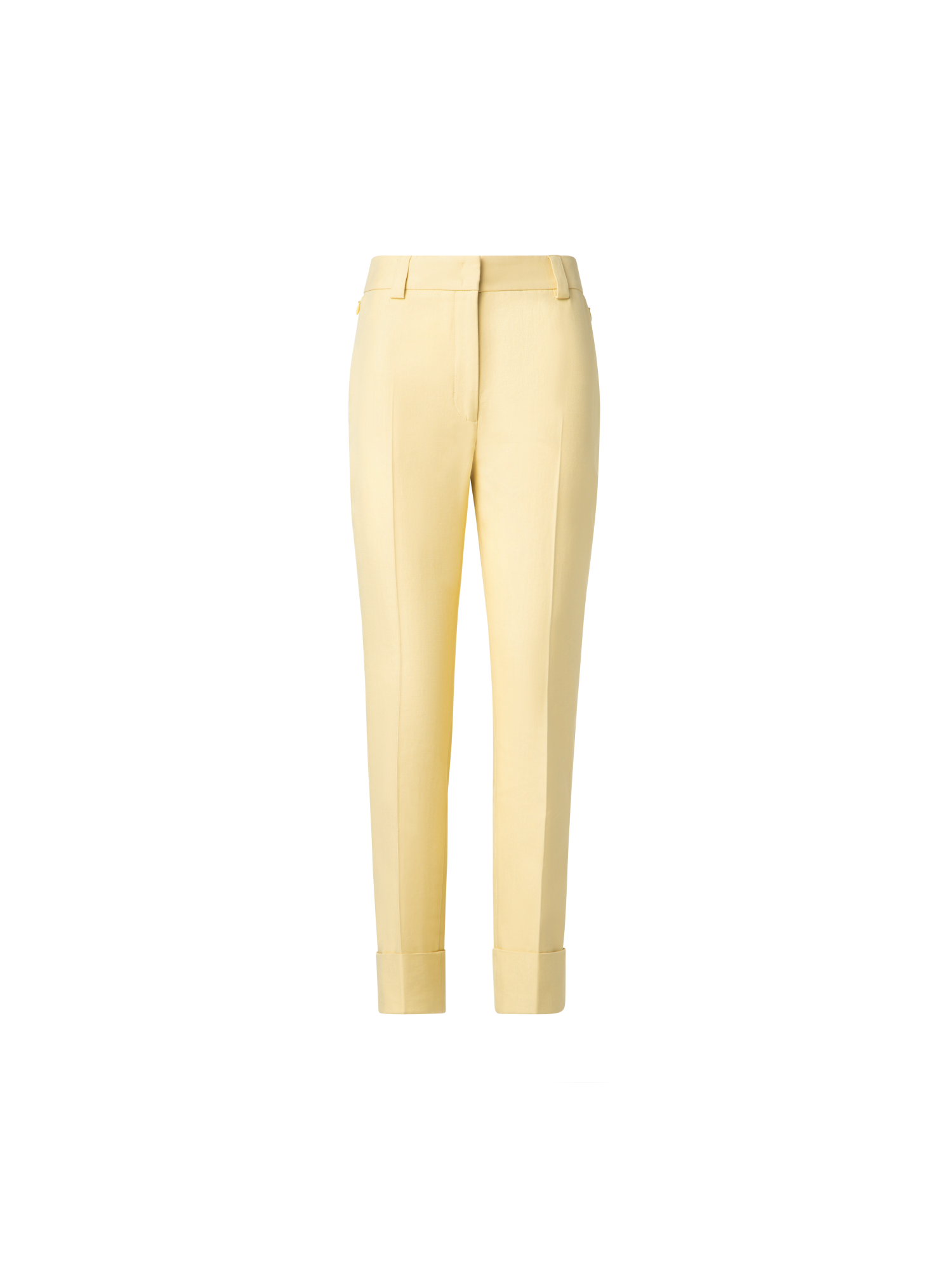 Designer Tapered Hose aus Baumwoll-Seiden-Doubleface - Gelb