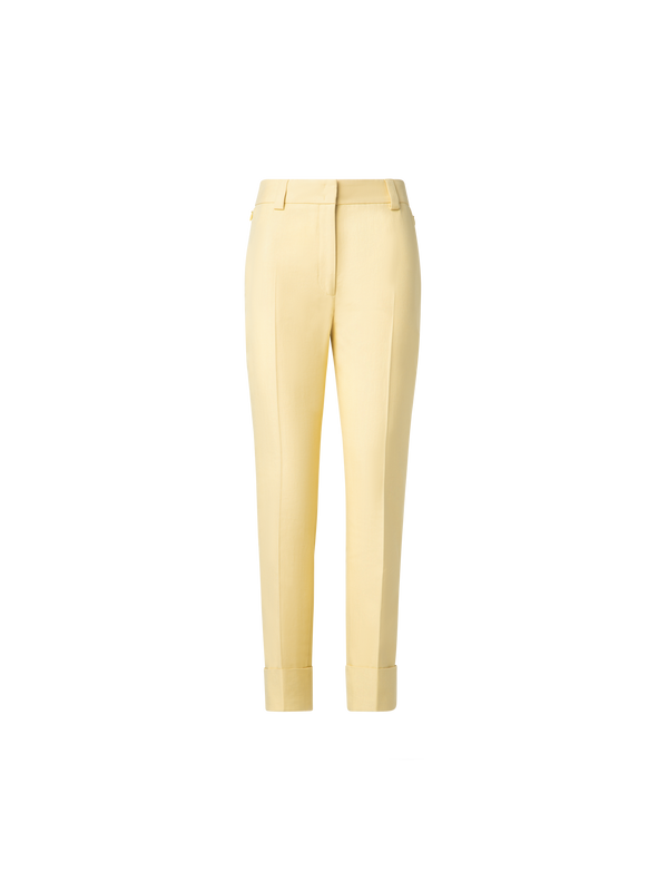 Designer Tapered Hose aus Baumwoll-Seiden-Doubleface - Gelb