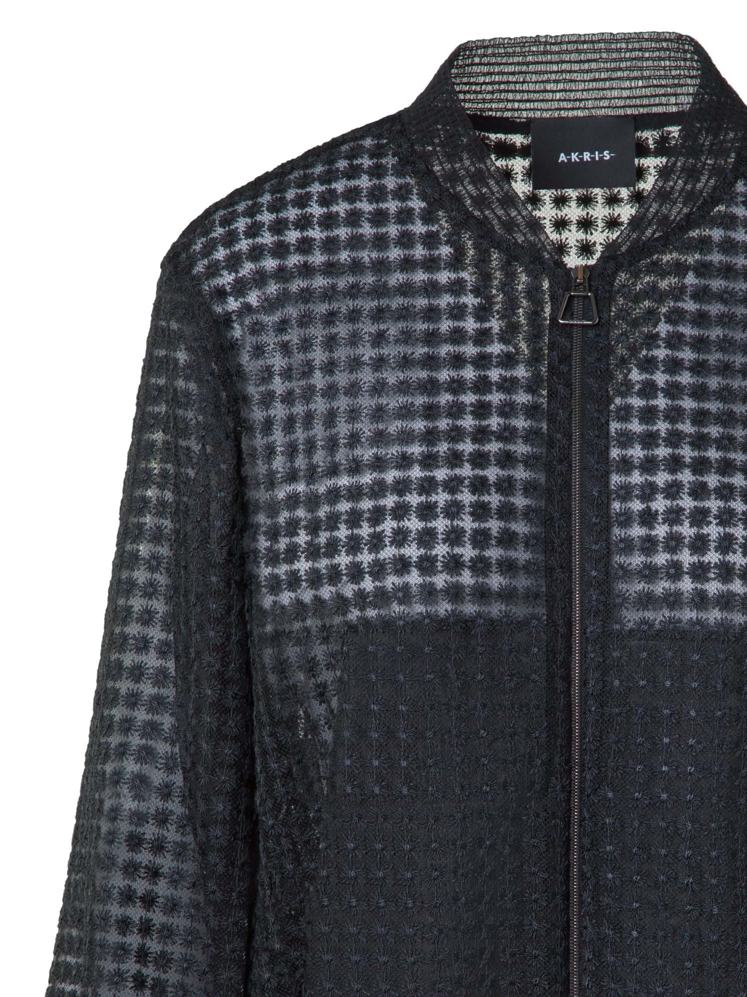 Designer Bomberjacke mit Blumen-Stickerei - Schwarz