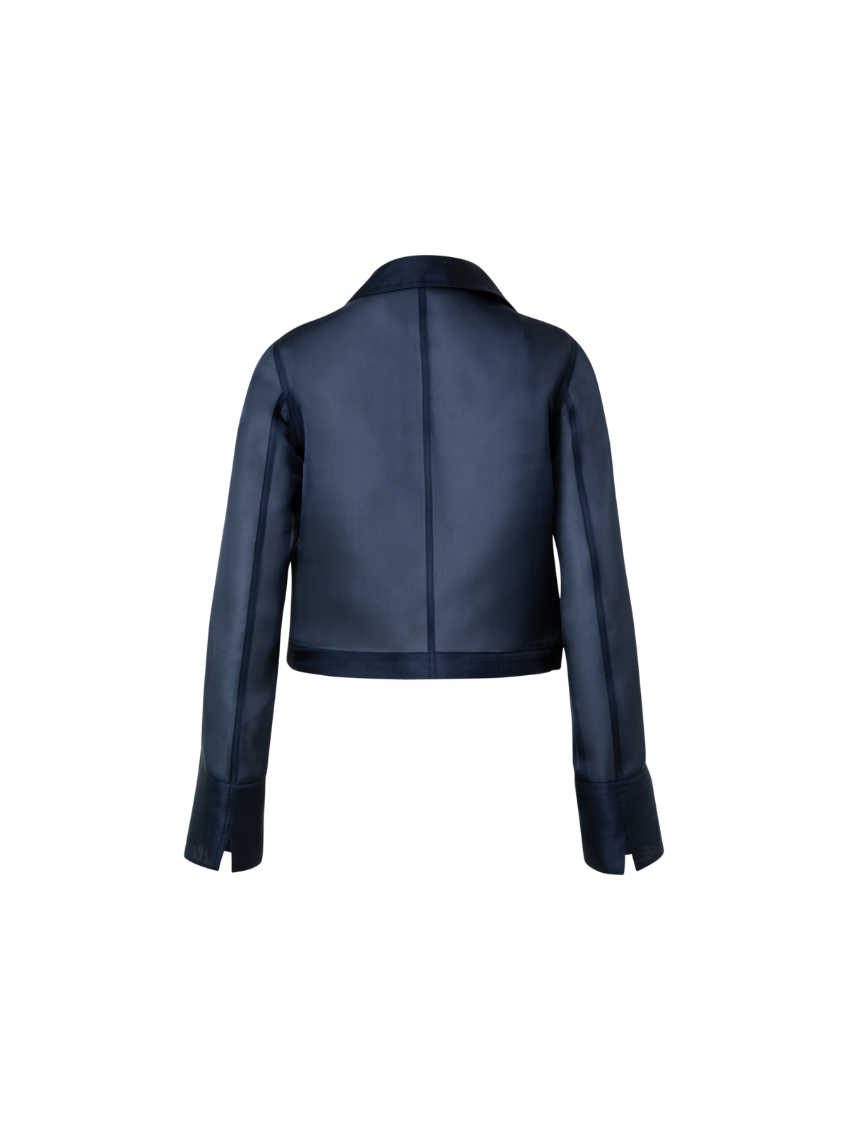 Designer Kurze zweireihige Jacke aus Seiden-Organza - Dunkelblau - Blau