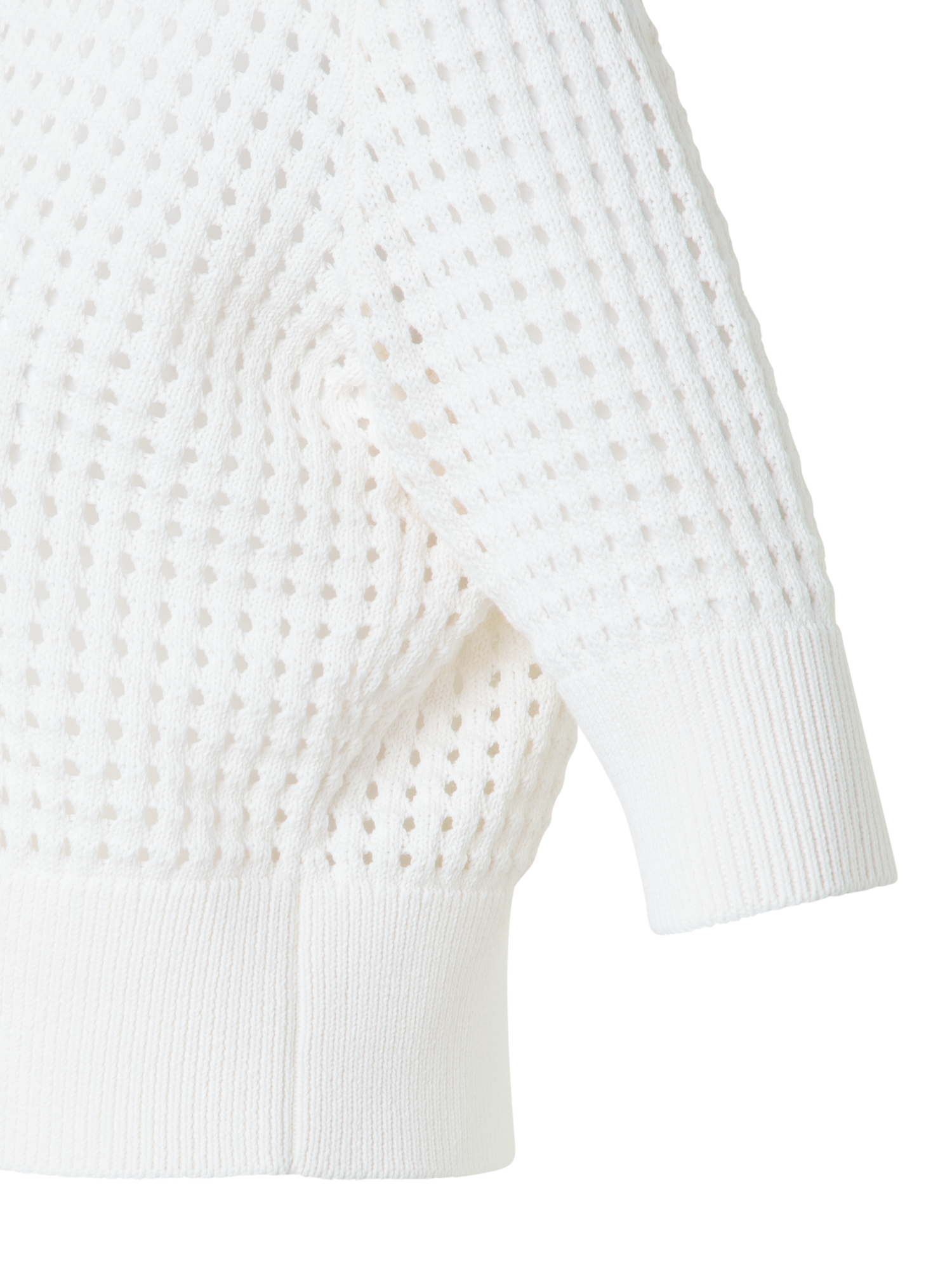 Designer Kurzer Cardigan aus grobem Baumwollmesh - Ecru - Weiss