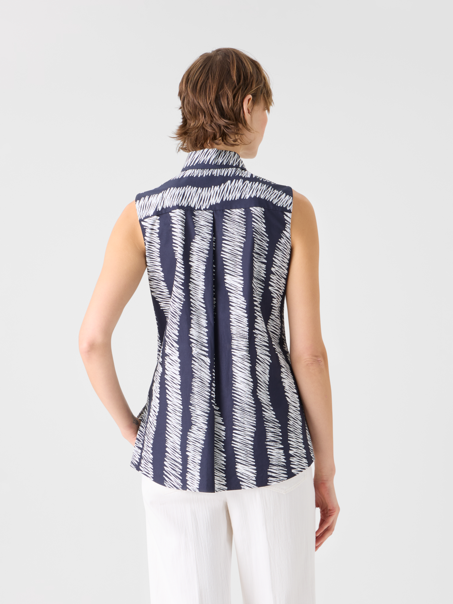 Designer Baumwollbluse mit Scribble-Wave-Druck - Bunt