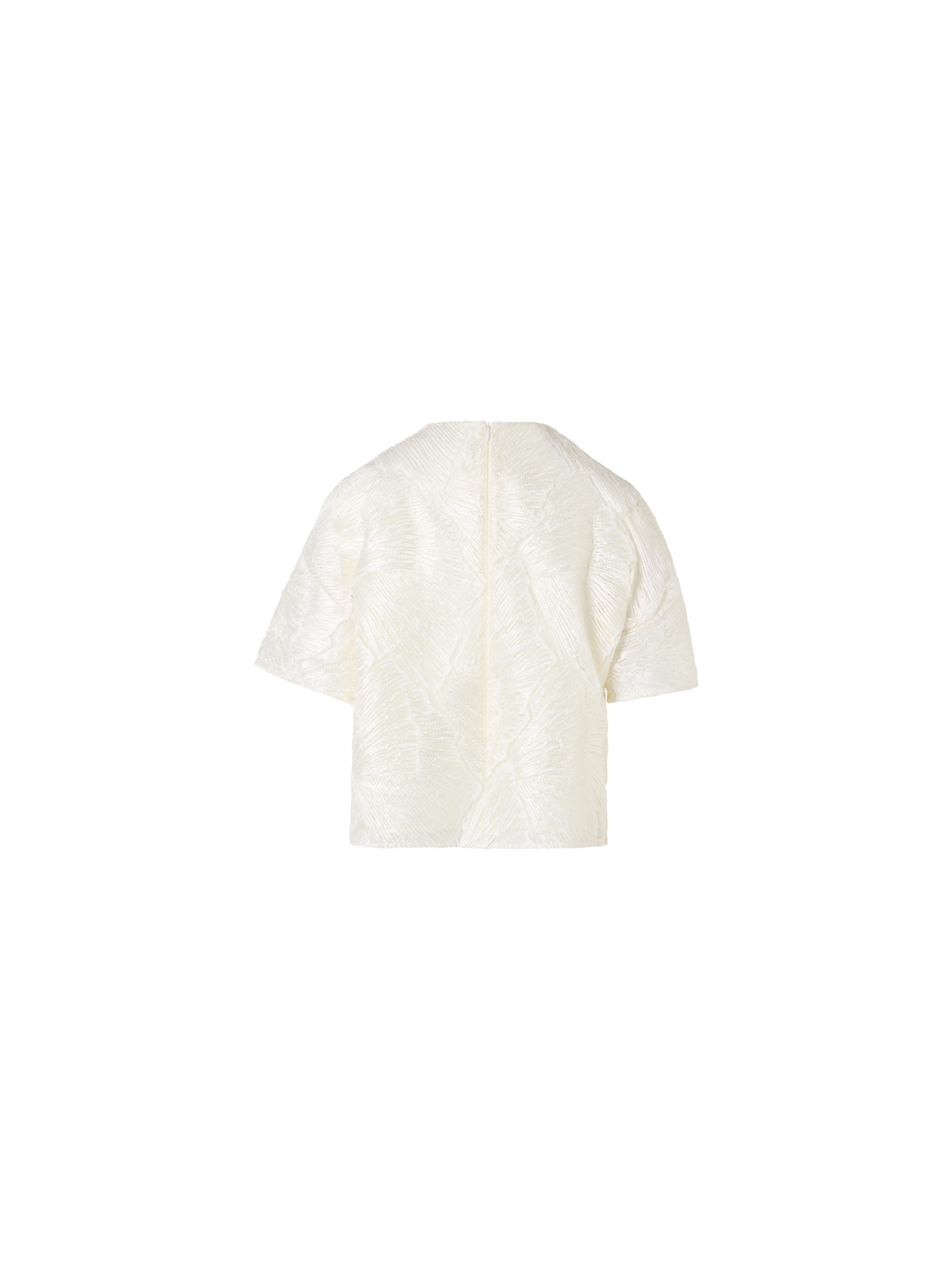 Designer Lackierte Kurzbluse aus Fächerspitze - Ecru