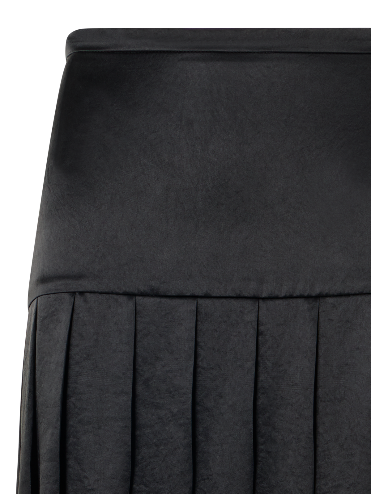 Designer Plissierter Midirock aus Satin - Schwarz