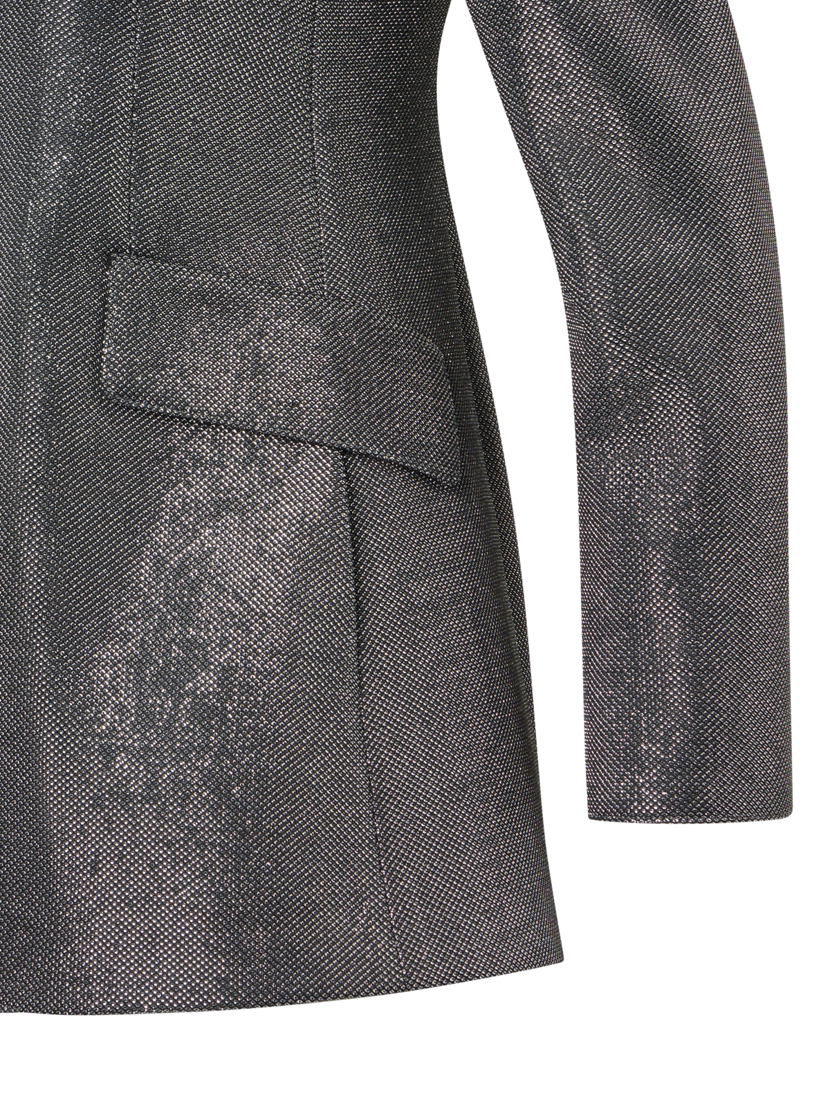 Designer Blazer aus Metallic-Vogelaugen-Jersey - Grau - Silber