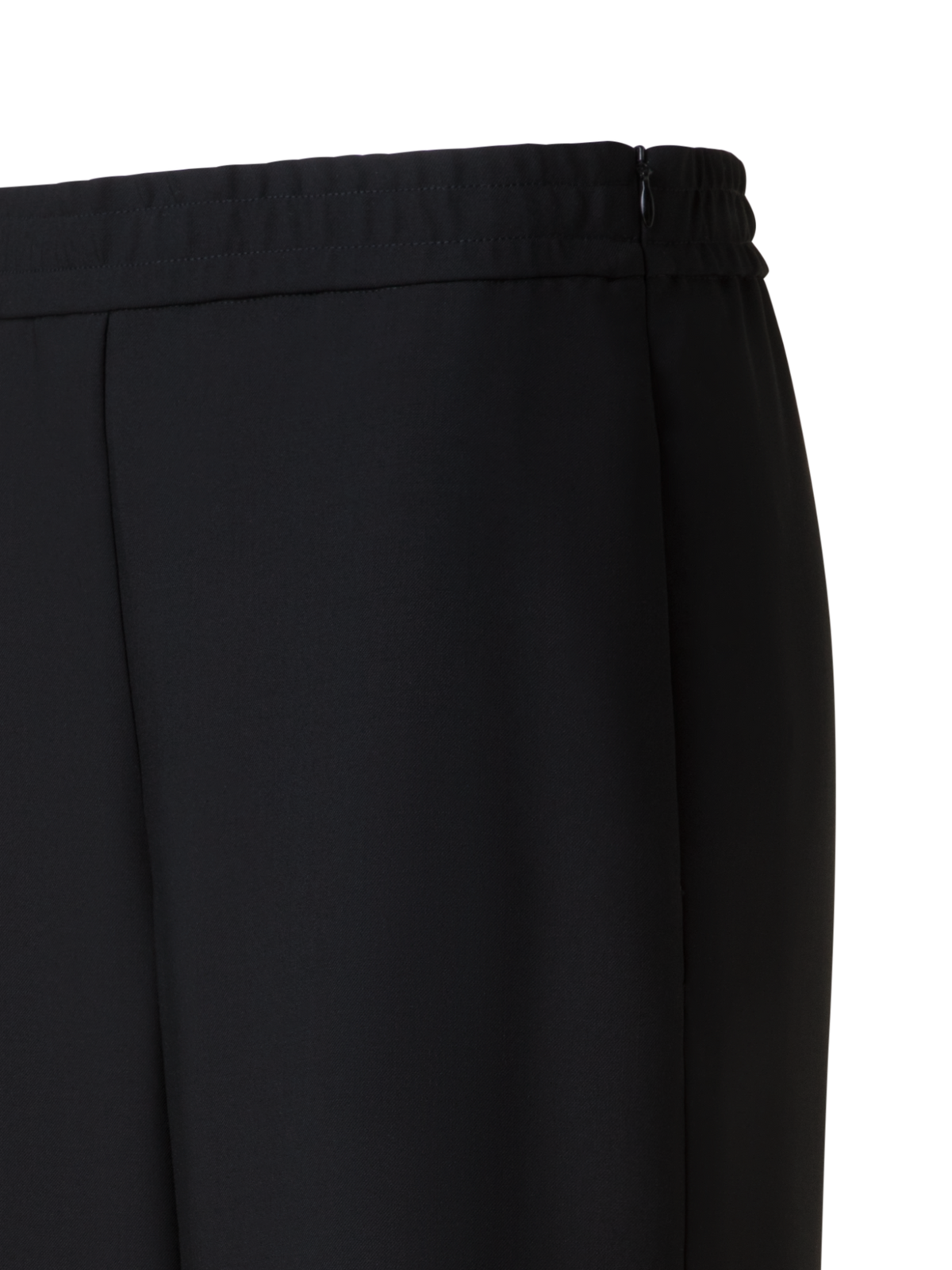 Designer Gerade Hose aus Cool Wool mit elastischem Bund - Schwarz