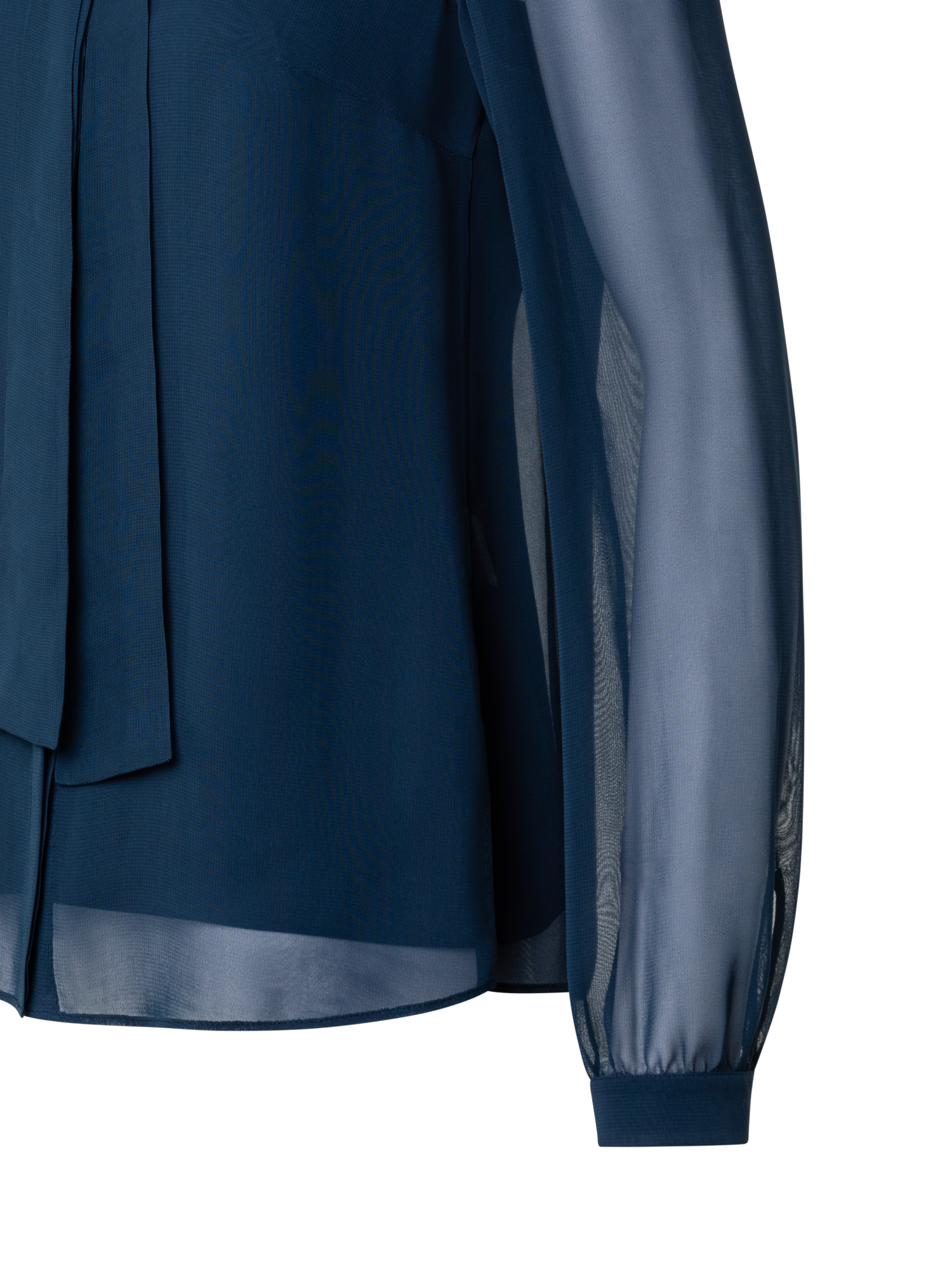 Designer Transparente Bluse mit 3D-Lasercut-Flocken - Dunkelblau - Blau