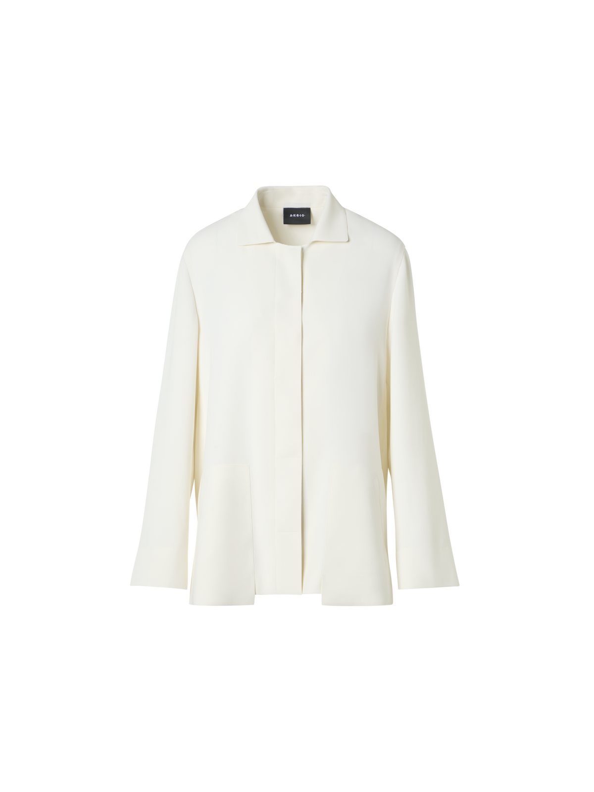 Designer Harp lange Jacke aus Techno-Crêpe mit aufgesetzter Tasche - Ecru