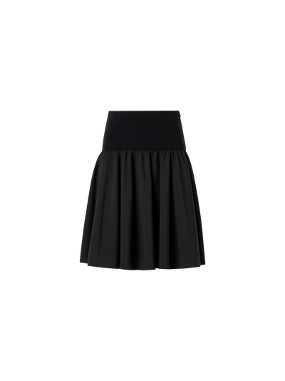 Designer Ausgestellter Minirock aus Mixed-Media - Schwarz